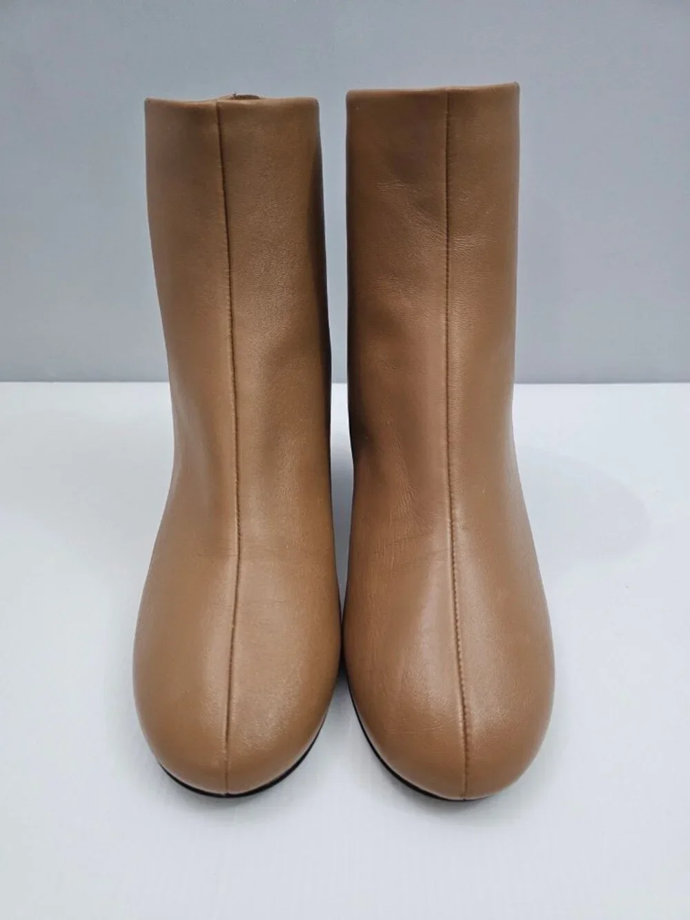 3.1 Phillip Lim Nadia Camel Brown Leather Ankle Boot Block Heel Back Zip EU 39